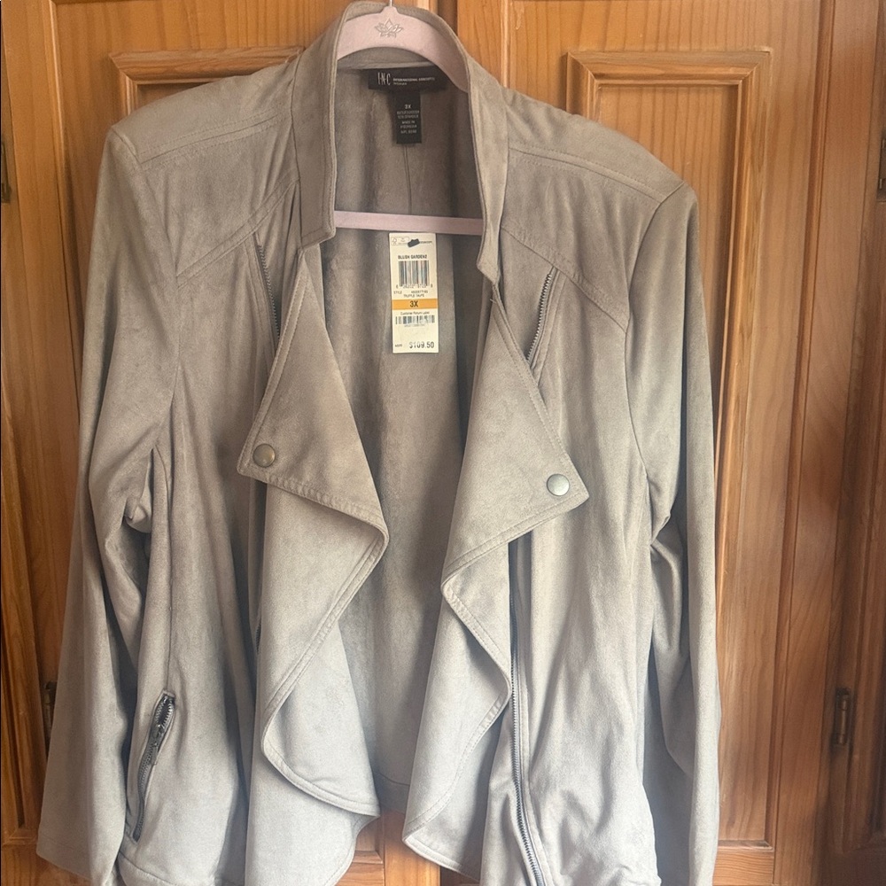 INC International Concepts Women's Taupe suede jacket